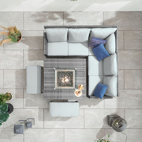 Compact Cambridge Casual Dining Corner Sofa Set with Firepit Table