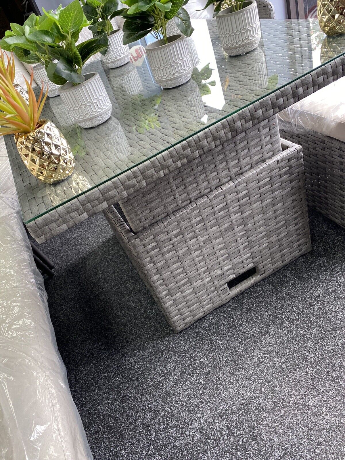 6 Person Rattan Garden Corner Sofa