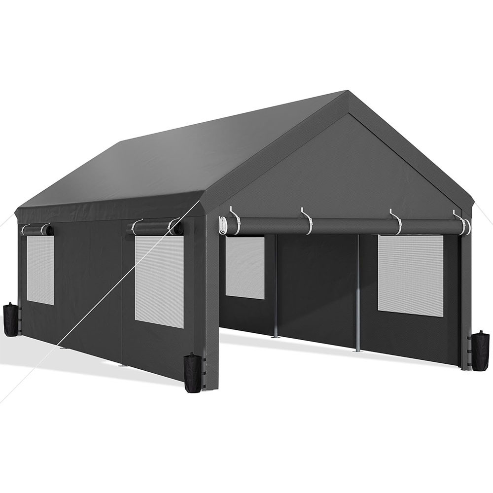JAMFLY carport, heavy duty car canopy with roller shutters, portable garage