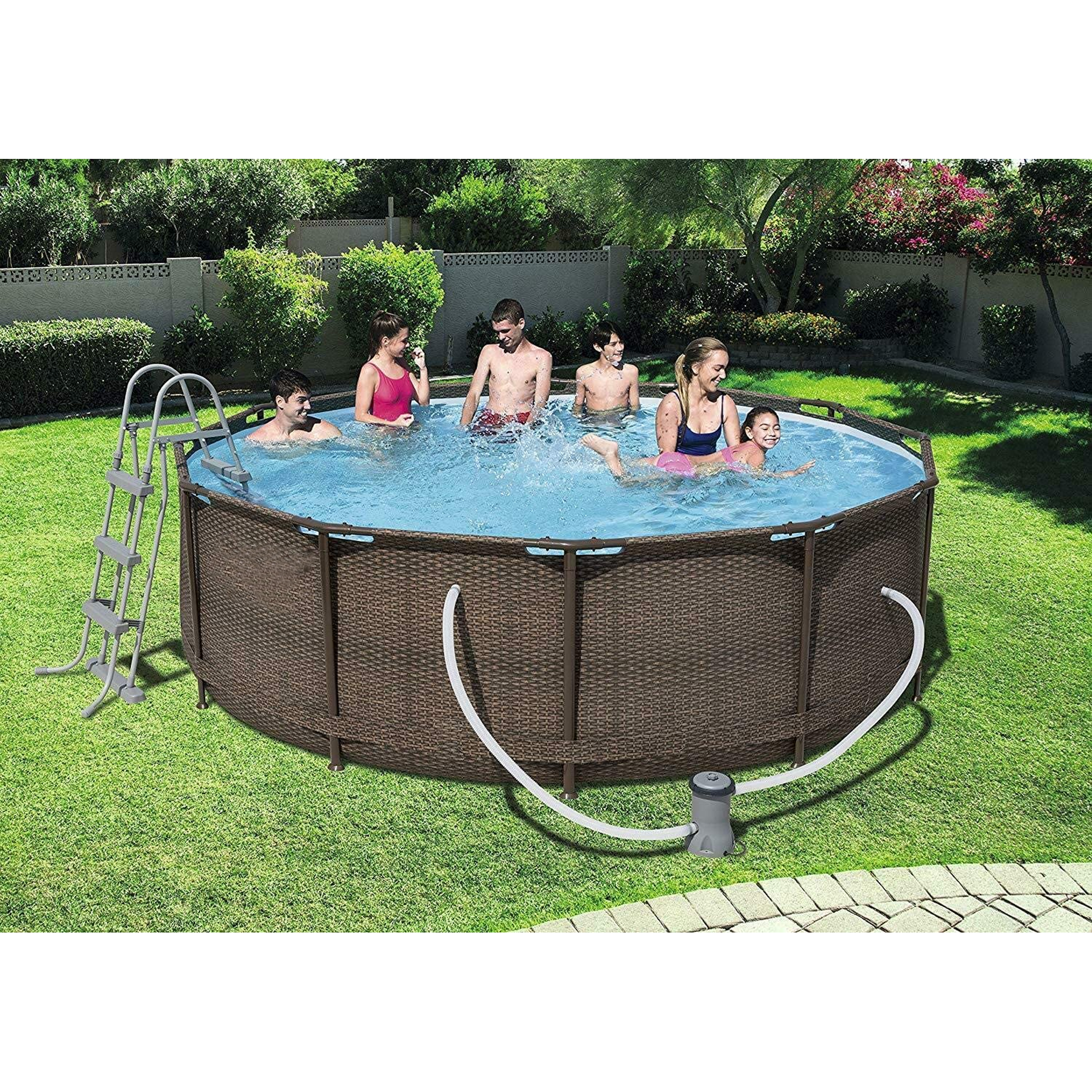 Bestway Steel Pro Max Swimming Pool, with filter pump, rattan print, 12ft