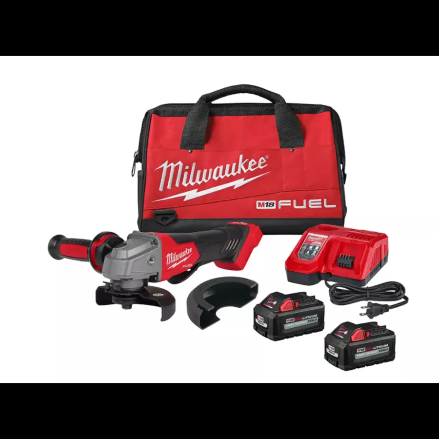M18 FUEL 18-Volt Lithium-Ion Brushless Cordless 4-1/2 in. Grinder, Paddle Switch Kit with Two 6.0 Ah Batteries