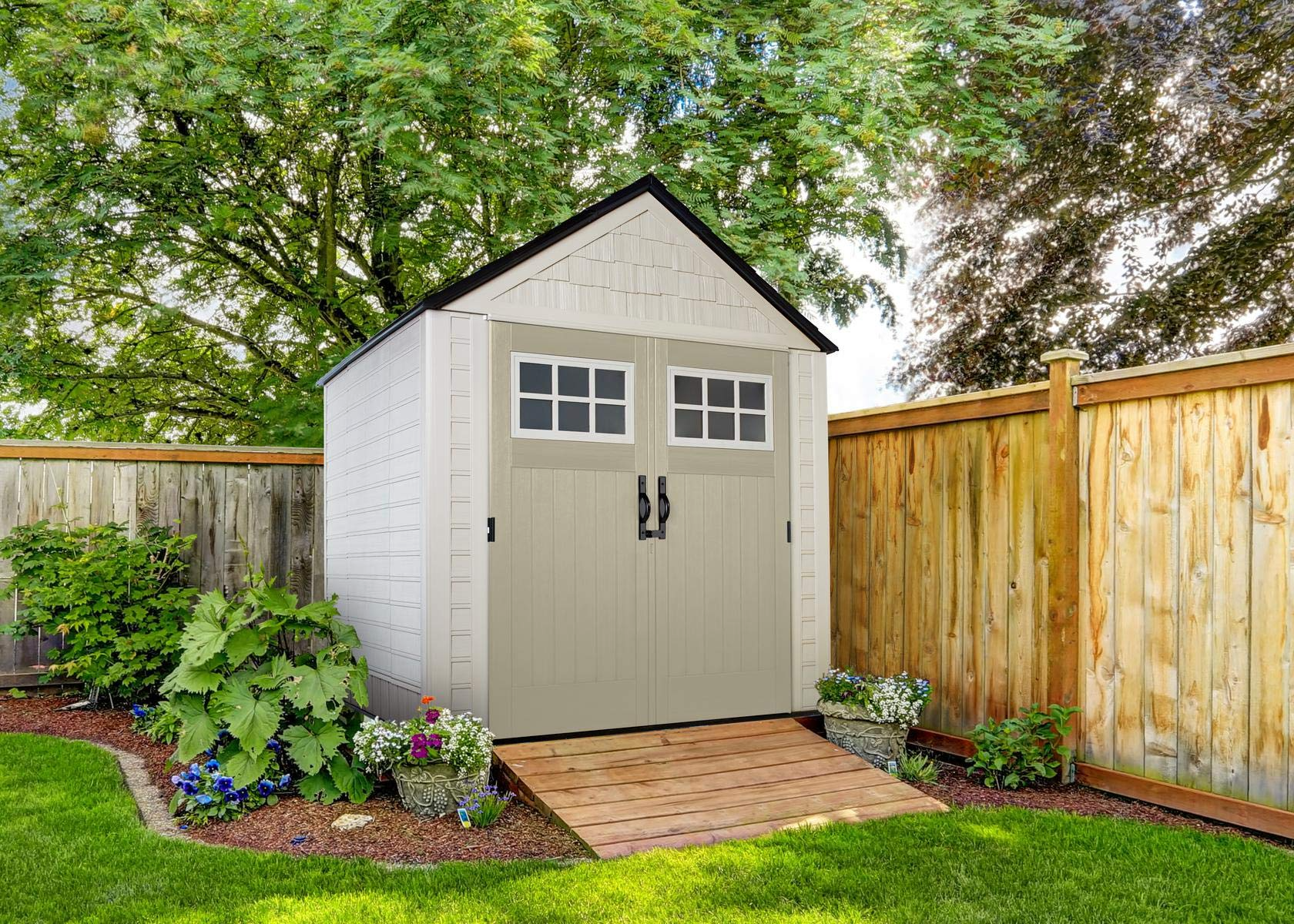 【Storage Shed】Outdoor Storage Shed, 7X7 feet, Resin Weather Resistant